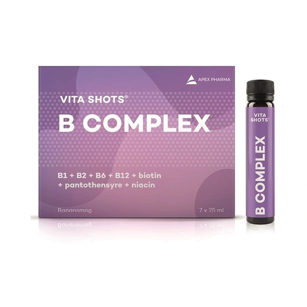 Vita Shots B Complex flydende kosttilskud med banansmag, pakke med 7 portionsshots à 25 ml