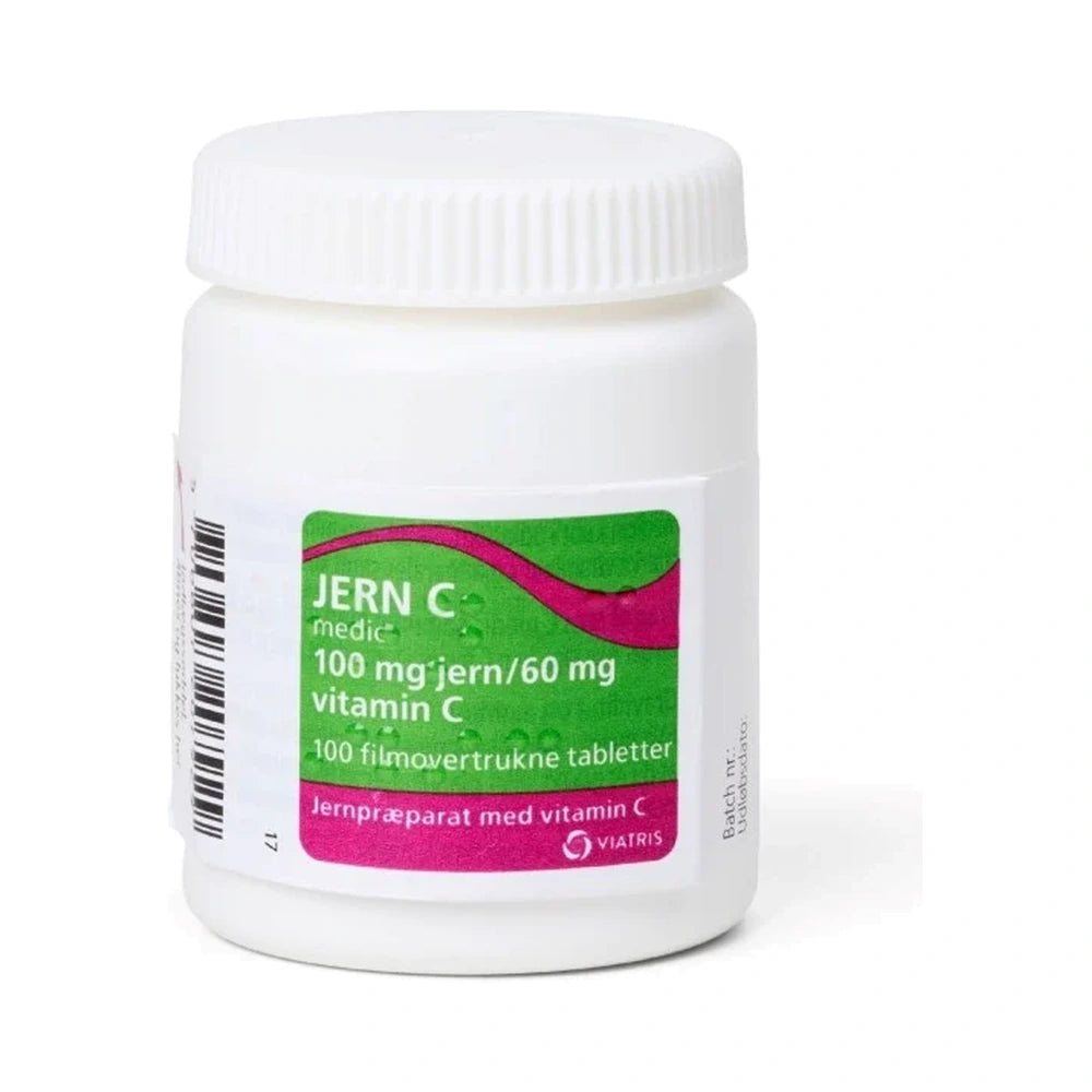 Pakning med Jern C Medic mineraltabletter, 100 stk, med jern og vitamin C