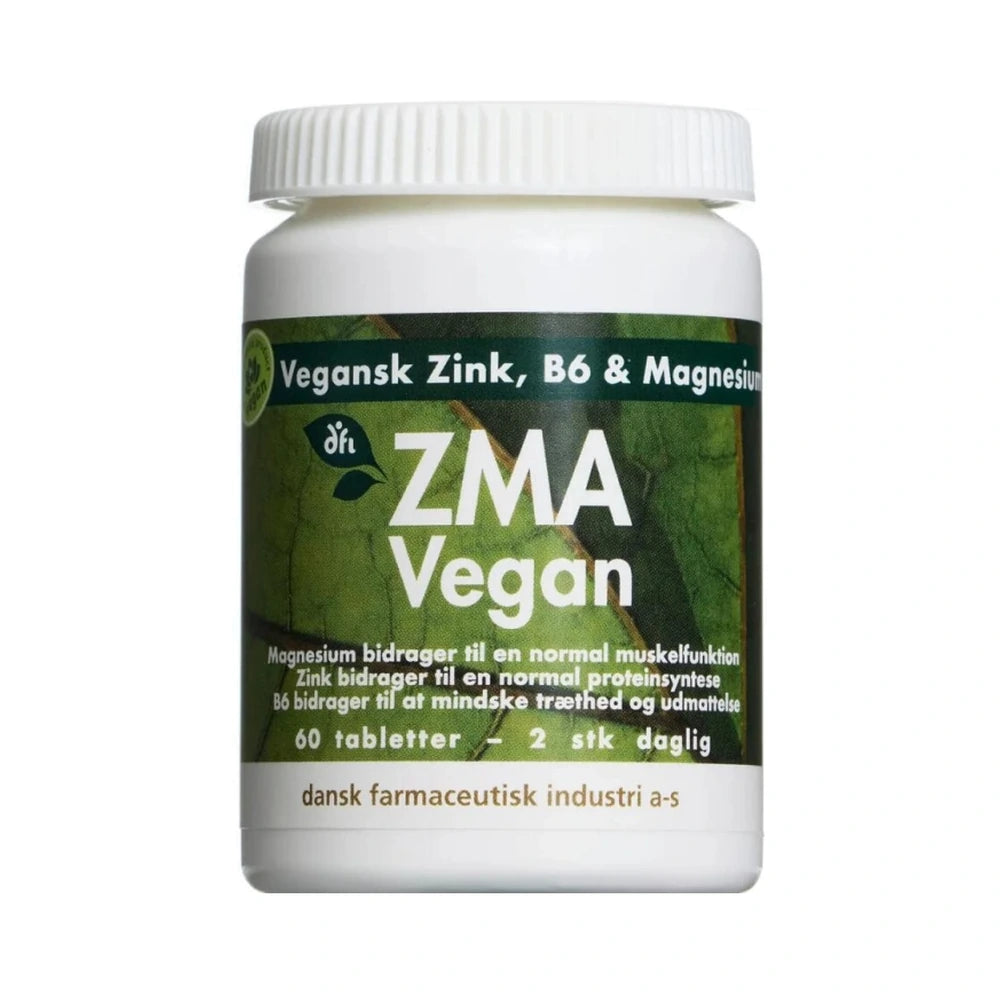 Pakning med Grønne Vitaminer ZMA Vegan tabletter, 60 stk, med magnesium, zink og B6