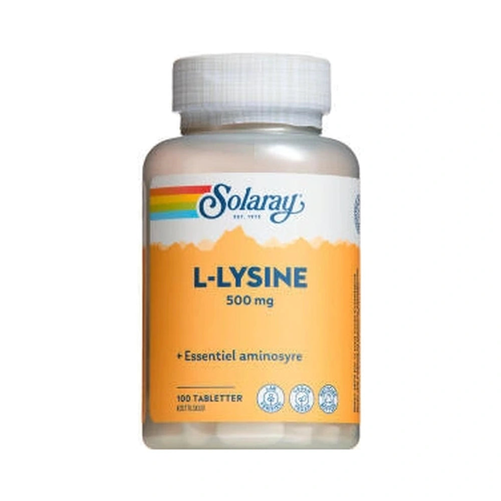 Pakning med Solaray L-Lysine 500 mg tabletter, 100 stk