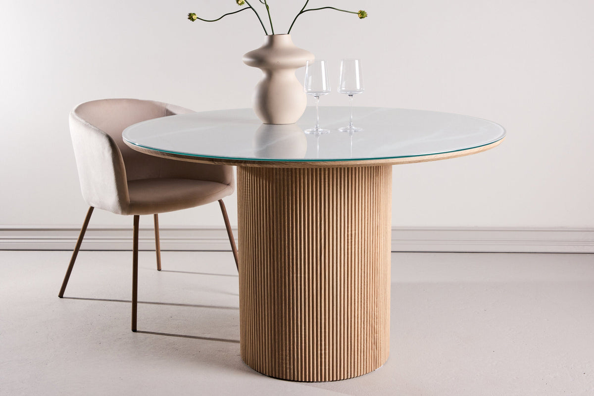 Se Vind Härön, Spisebord,ø120x75 cm - MDF Natur / Hærdet Glas FSC 100% ❤ Kæmpe udvalg i Vind - Køb online på udsalg og tilbud lige nu ❤ Hurtig levering til lave fragtpriser - Varenummer: Bolig&Haven-53544713650506 og barcode / Ean: 7340220849342 på lager - Udsalg på Op til 57% rabat - Over 2.739 mærker samlet ét sted