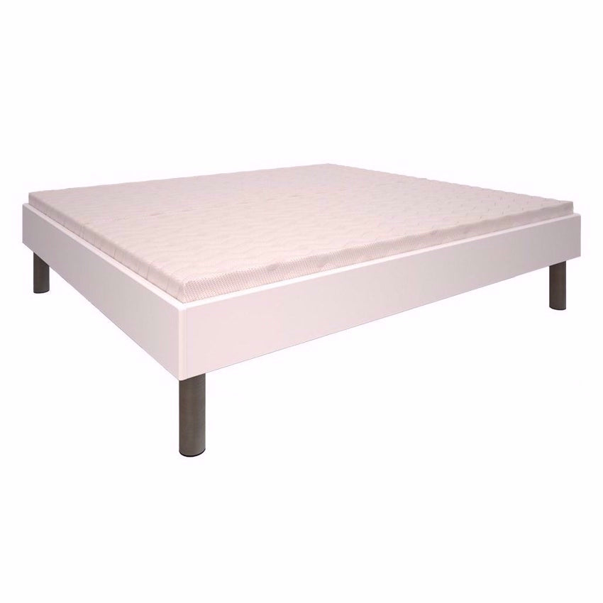 Hvid sengeramme 180 x 200 cm med elevationsbund og TempraFlex-madras