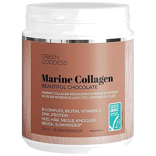 Green Goddess Marine Collagen Beautiful Chocolate, pakning med 250 gram