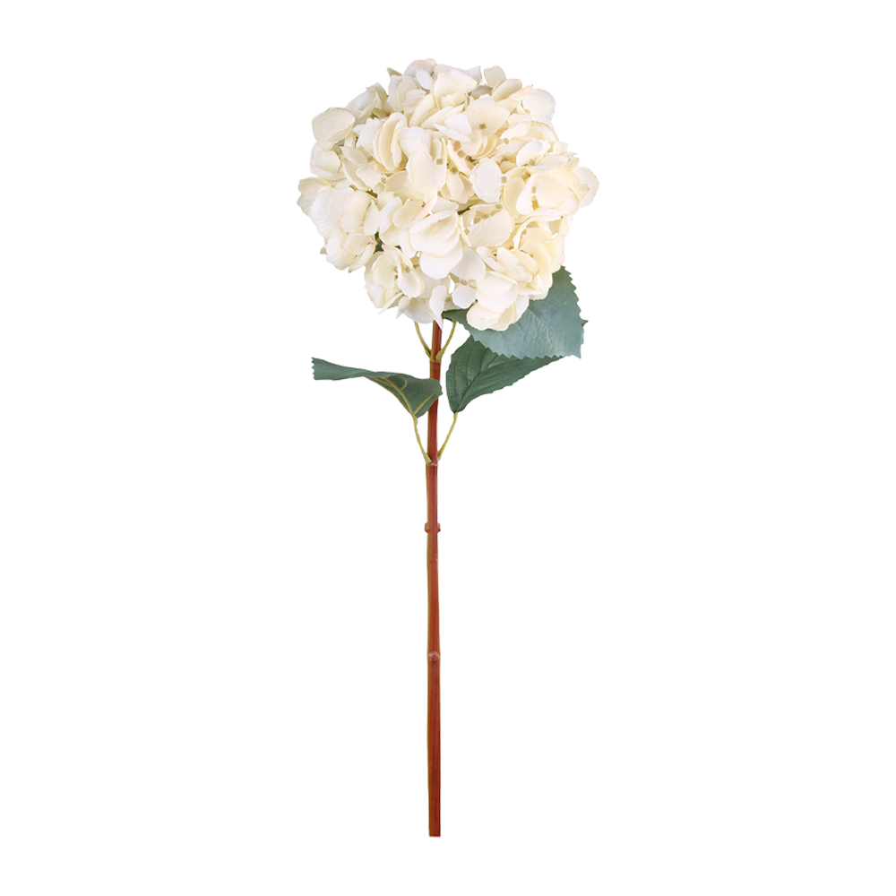 Kunstig hortensia i cremefarve med grønne blade fra Chic Antique, serien Fleur