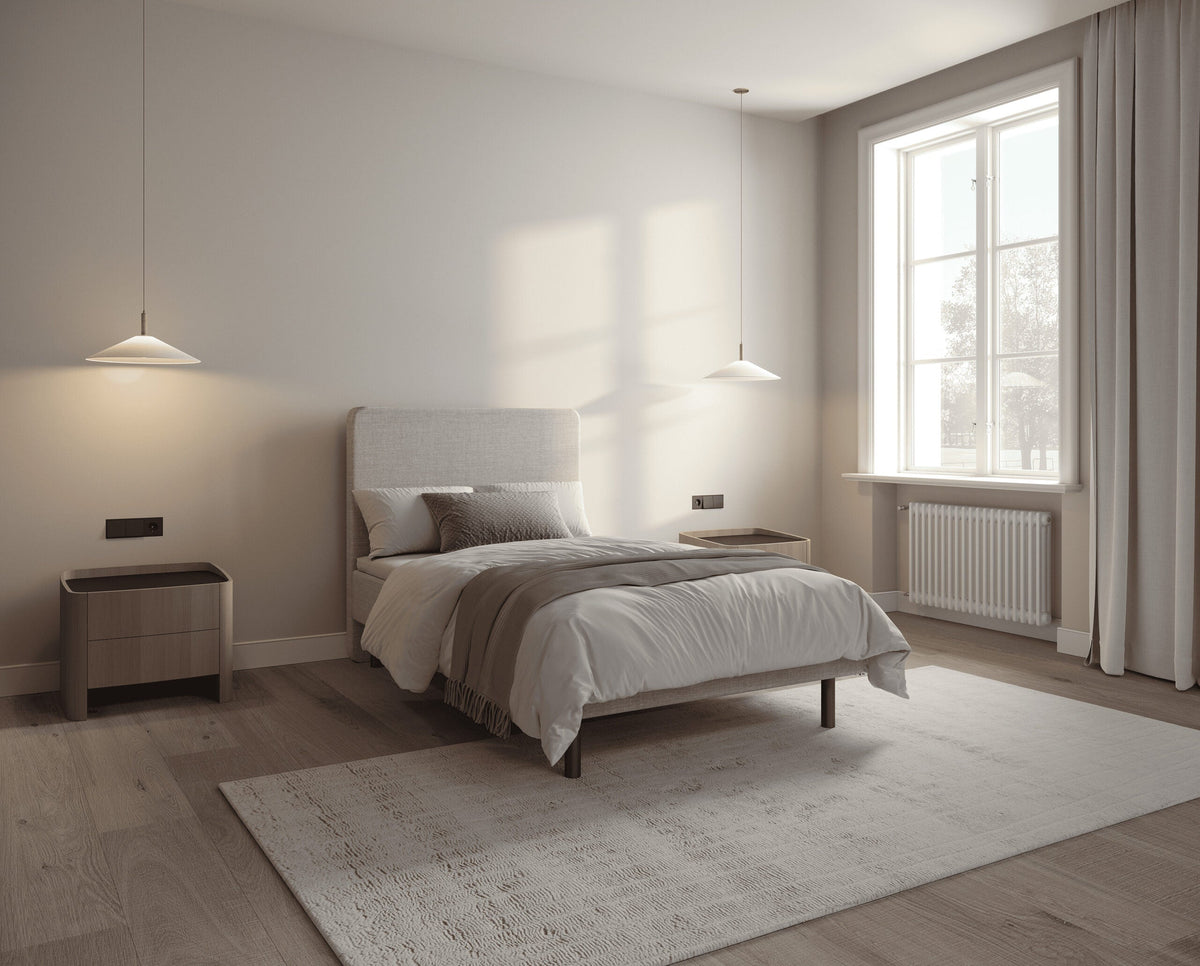 Frederiksberg boxseng i sand, 140 x 200 cm, fra Sengesnedkeren