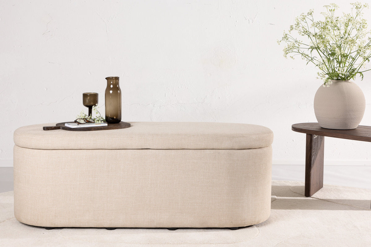 Se Venture Home - Potenza puf med opbevaring - Offwhite polyester - 130Ã50Ã47 cm ❤ Kæmpe udvalg i Venture Home - Køb online på udsalg og tilbud lige nu ❤ Meget billig fragt og hurtig levering - Varenummer: Bolig&Haven-50541615677770 og barcode / Ean: 7340220800206 på lager - Udsalg på Spar helt op til 79% - Kæmpe udsalg på over 739 brands