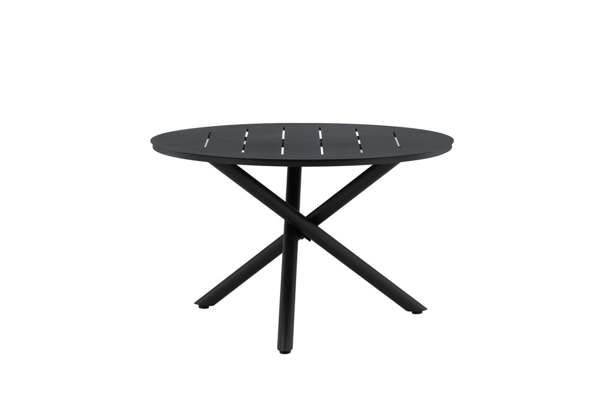 Venture Home Alma rundt spisebord i sort aluminium, Ø120 cm