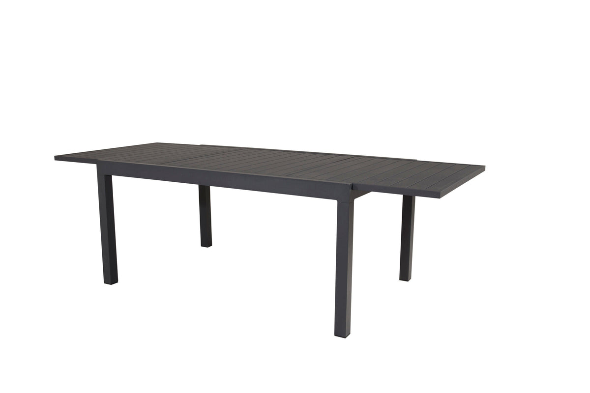 Sort Marbella udtræksbord i aluminium fra Venture Home, 160/240 x 100 cm