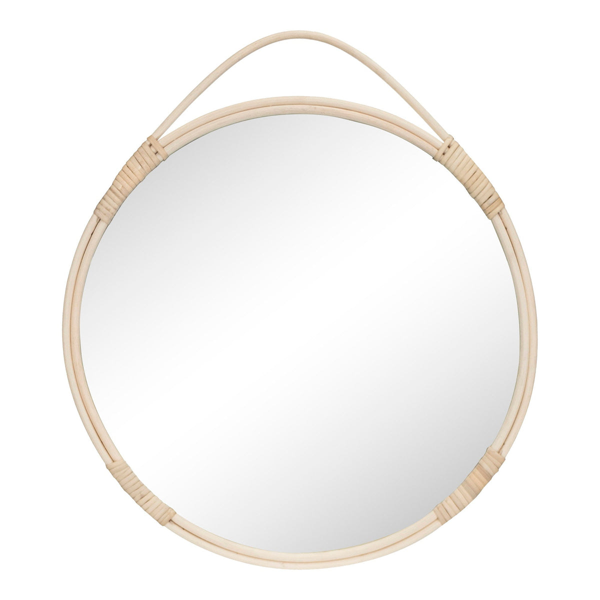 Malo vægspejl fra House Nordic med ramme i naturfarvet rattan, ø50 cm