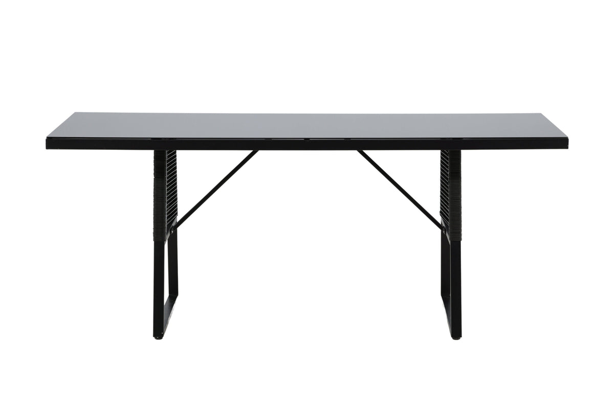 Dallas spisebord fra Venture Home i sort med glasbordplade, 193 x 90 cm