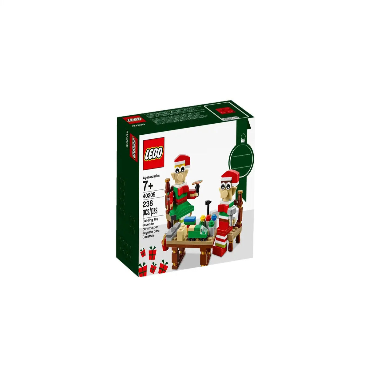 LEGO Julemandens hjælpere 40205 med to hjælpere, bord, stole, redskaber og gaver