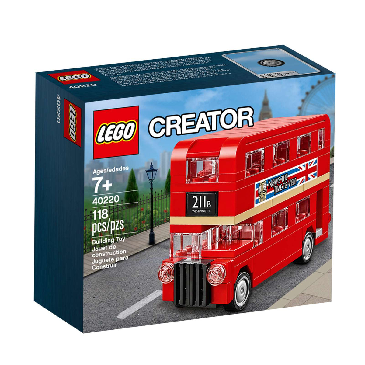 LEGO Londonbus 40220, gammeldags rød retro-bus med roterende hjul