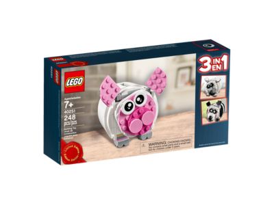 LEGO Mini Piggy Bank 40251 sparegris der kan bygges som gris, isbjørn eller panda