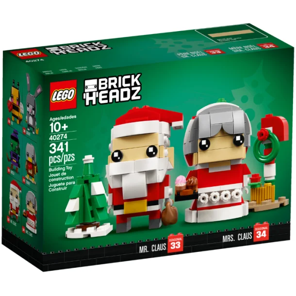 LEGO BrickHeadz Julemanden og kone 40274 med nissehue, juletræ og gaver