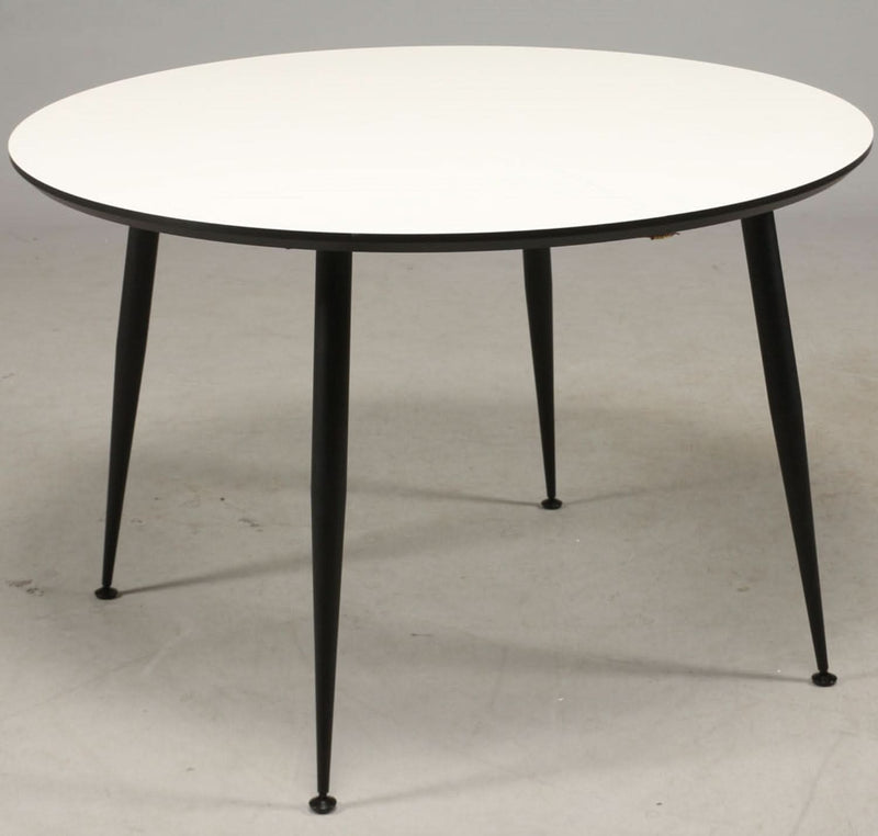 Se tilbud på DT 110 spisebord i hvid laminat med sorte metal ben. Rund ø 80 cm. Billigt udsalg! Hurtig levering: 1-2 hverdage. Varenummer: 3NDC-148-1073. Spar op til 64%.