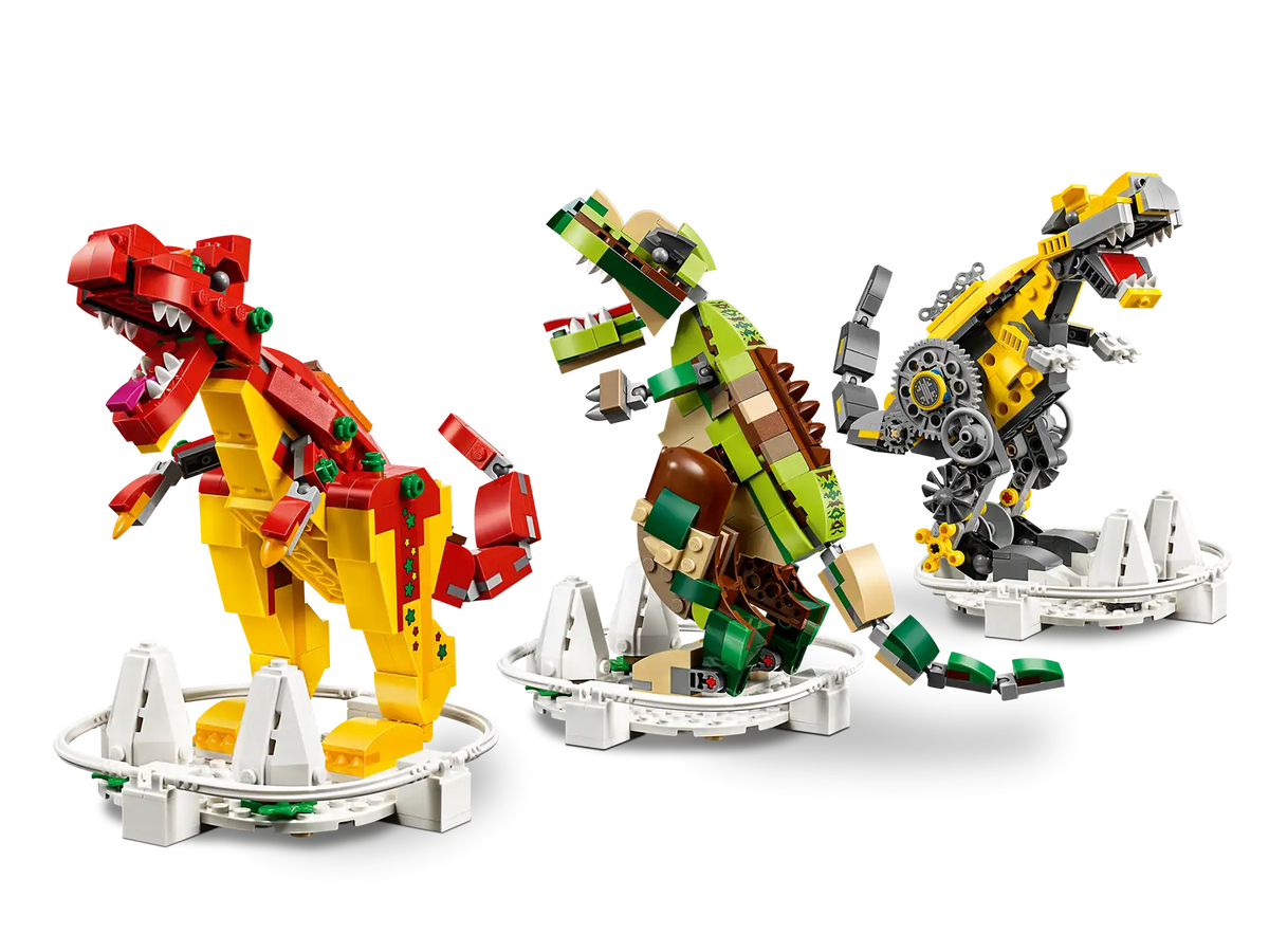 LEGO House dinosaurer 40366 med tre klodsbyggede dinosaurer på 20 cm