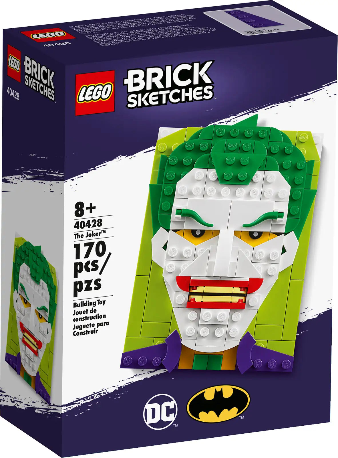 LEGO Brick Sketches Jokeren 40428 klodsbygget portræt på byggeplade