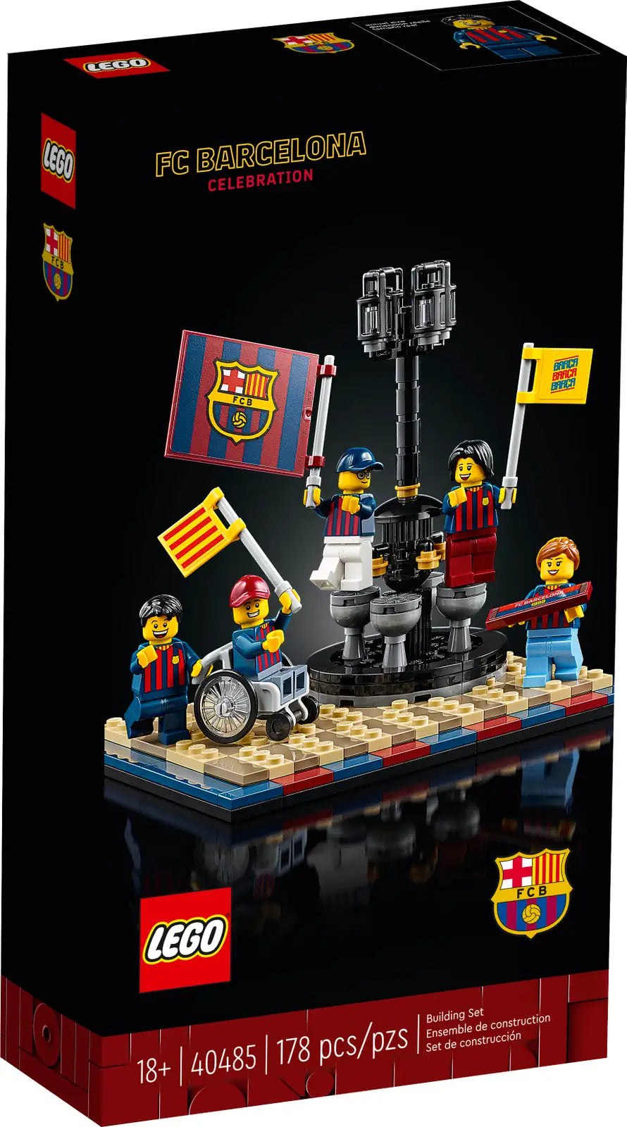 LEGO FC Barcelona-fejring (40485), scene med minifigurer i klubfarver