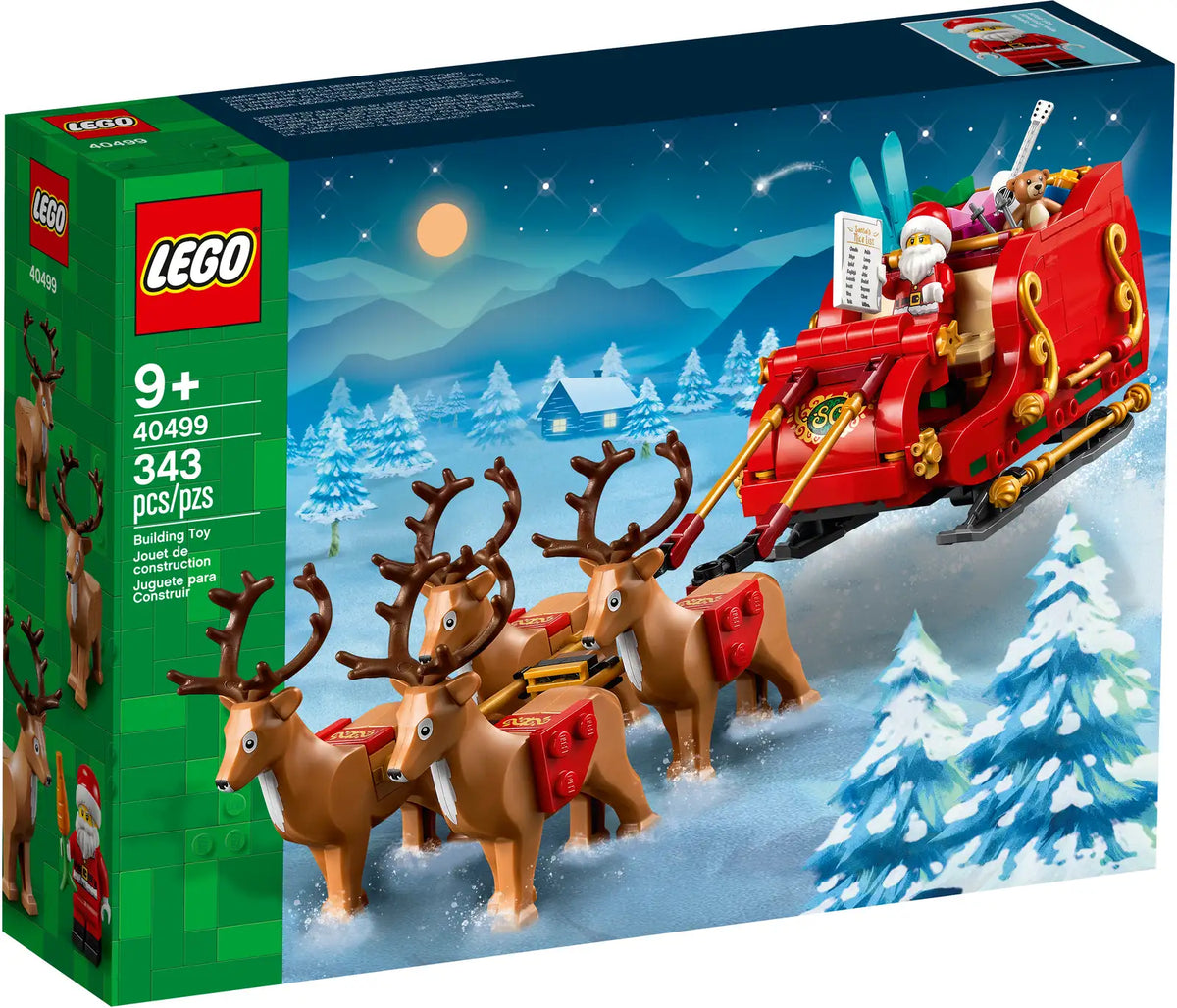 LEGO Julemandens kane 40499 trukket af fire rensdyrfigurer og fyldt med gaver