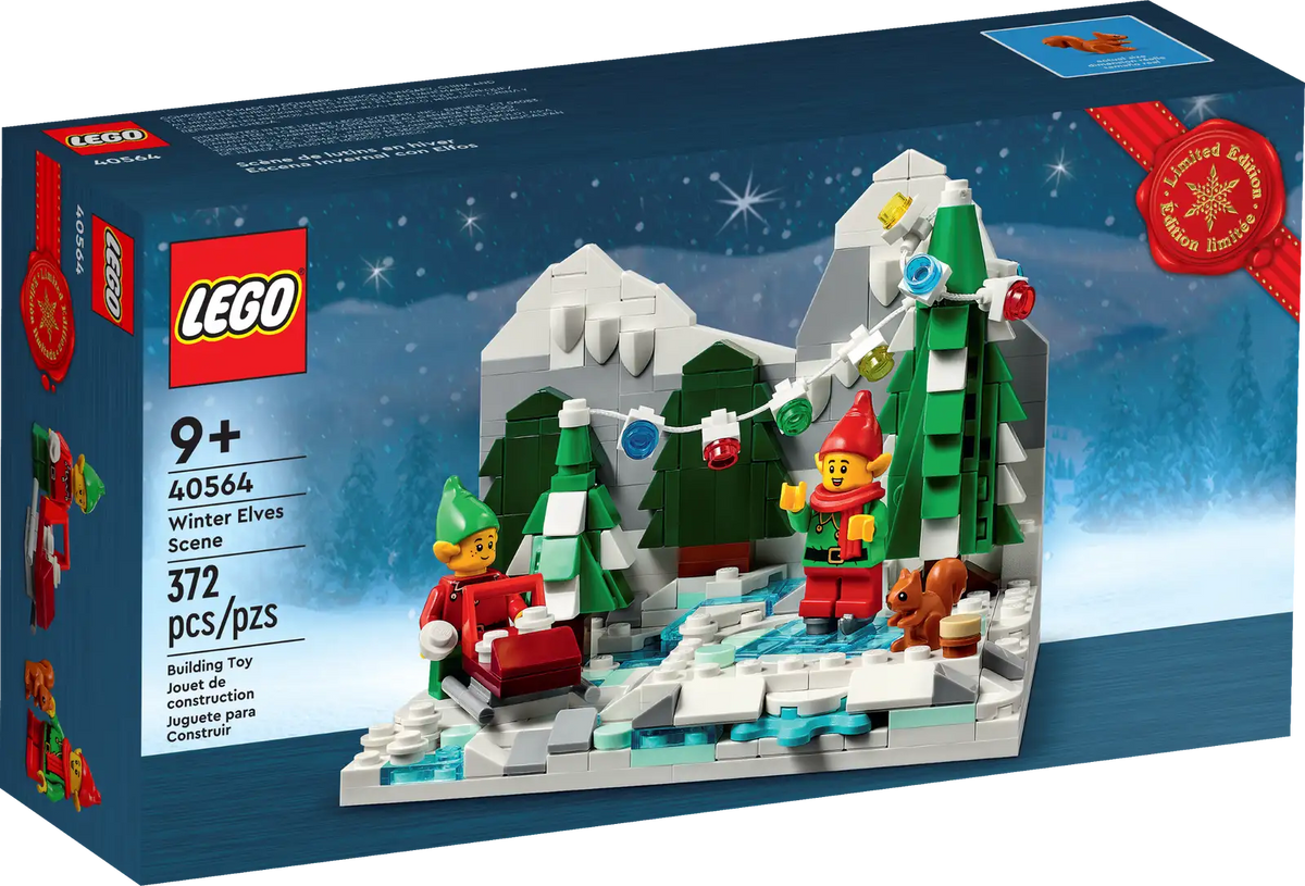 LEGO Nisse-vinterscene 40564 med skøjtebane, to nisser og et egern