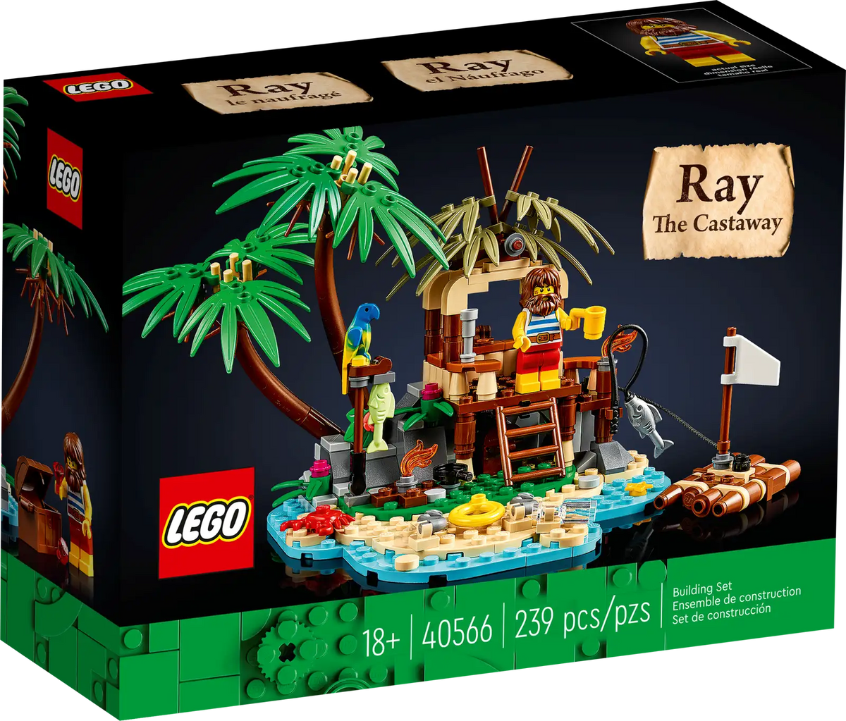 LEGO Ideas Den skibbrudne Ray 40566 øde ø med palmer og tømmerflåde