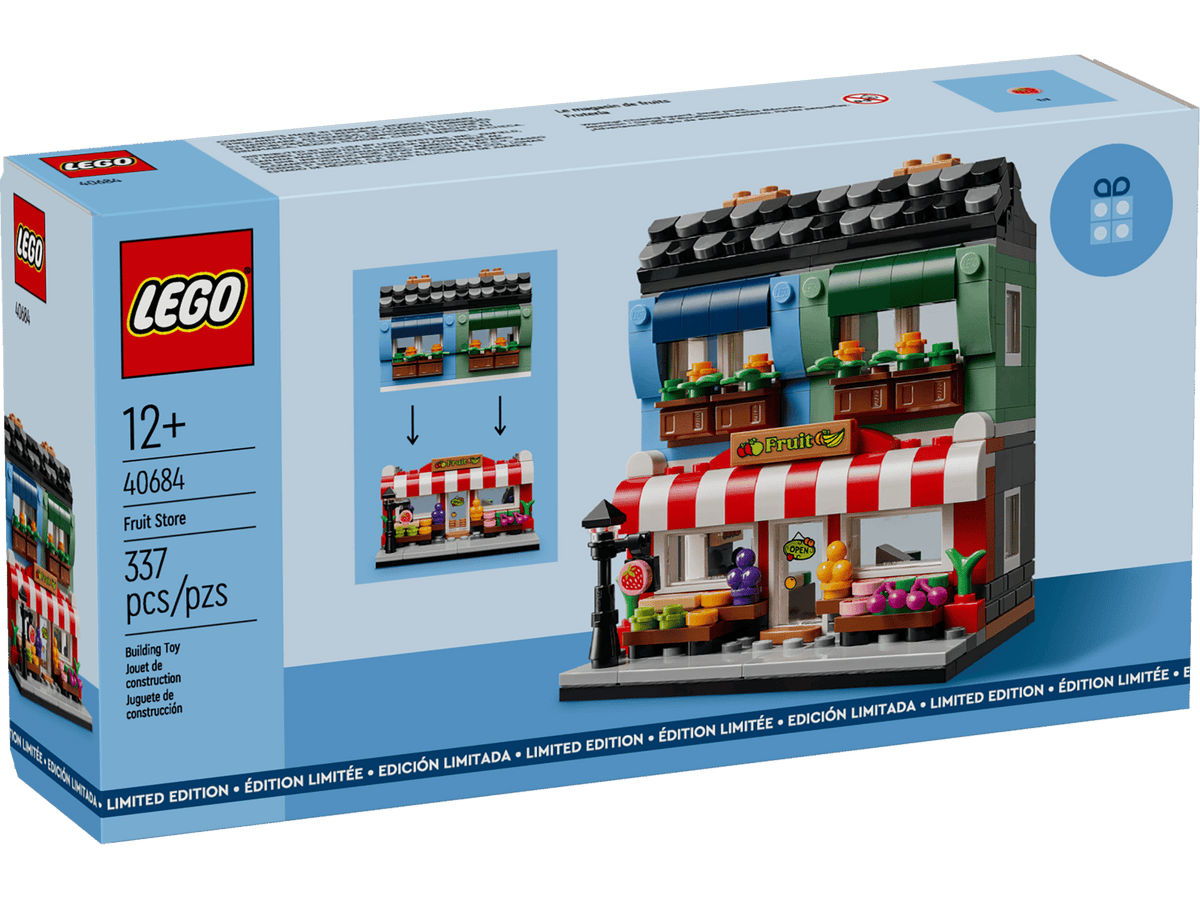 LEGO Frugtbutik (40684) samlermodel i miniskala med detaljeret butiksfront