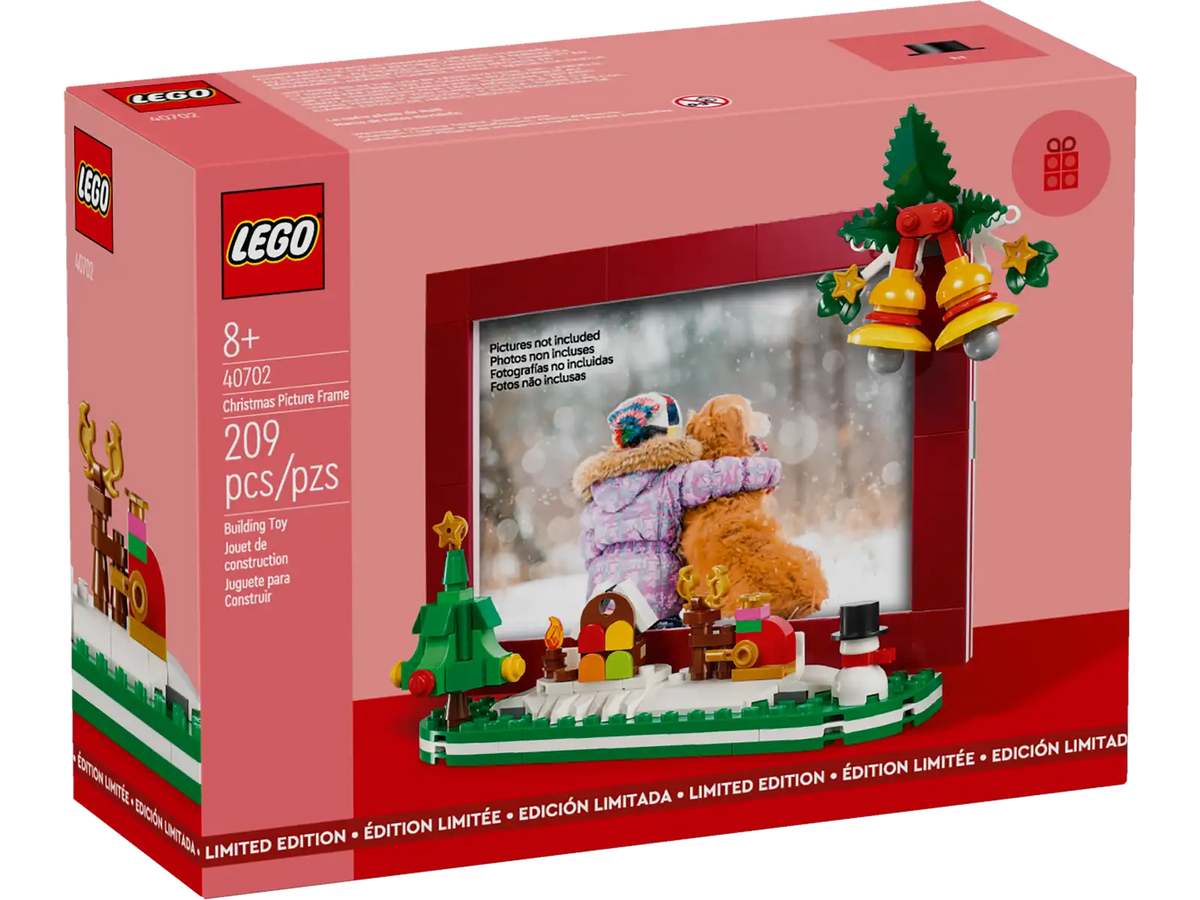 LEGO Julebilledramme (40702), farverig ramme med juleklokker, træ og ren