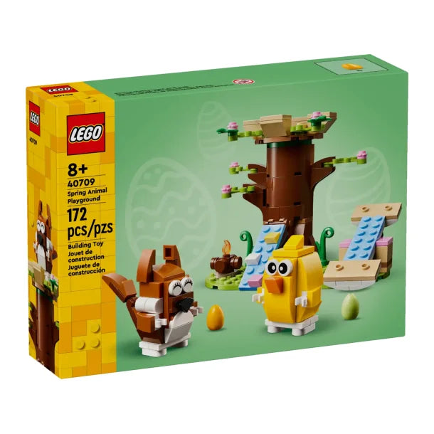 LEGO Dyrenes Forårslegeplads, påskesæt med egern, fugl, trætophus og lejrbål, 40709