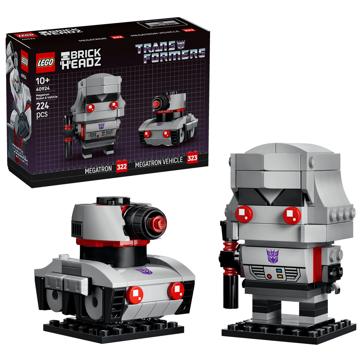 LEGO BrickHeadz Megatron 40924 klodsbygget som Transformers-robot og køretøj