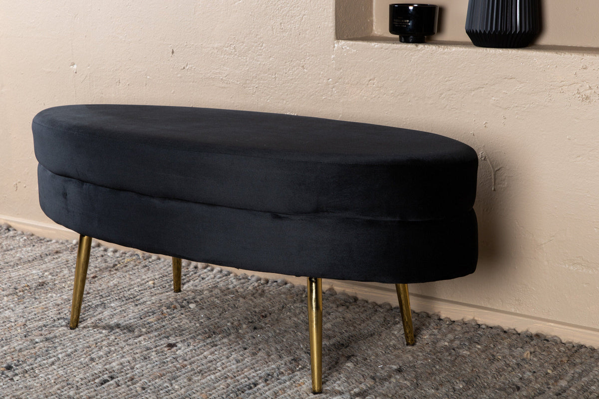 Se Venture Home Otto puf - Sort fløjl med messingben - 100Ã40Ã41 cm ❤ Kæmpe udvalg i Venture Home - Køb online på udsalg og tilbud lige nu ❤ Lav fragtpris og hurtig levering - Varenummer: Bolig&Haven-50541609648458 og barcode / Ean: 7350118417010 på lager - Udsalg på Få op til 69% i rabat - Find over 1.798 brands på udsalg