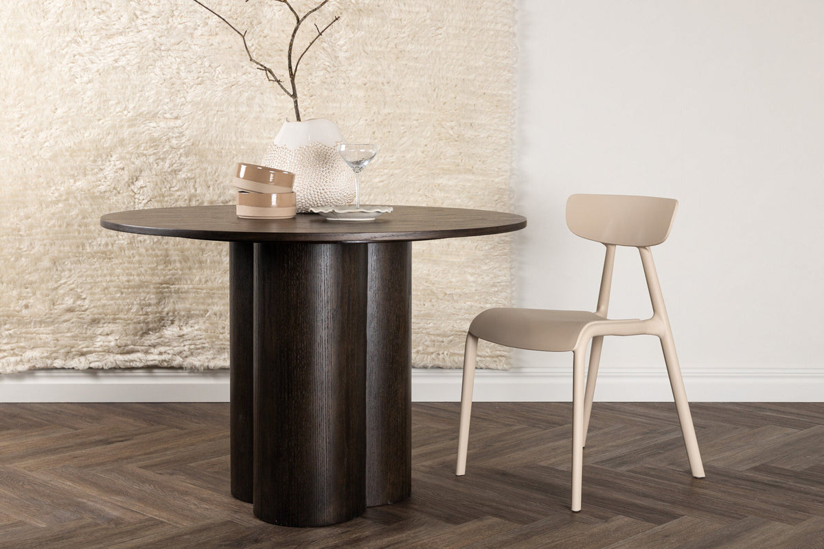 Venture Home Olivia rundt spisebord i mocca MDF med finér, Ø110 cm
