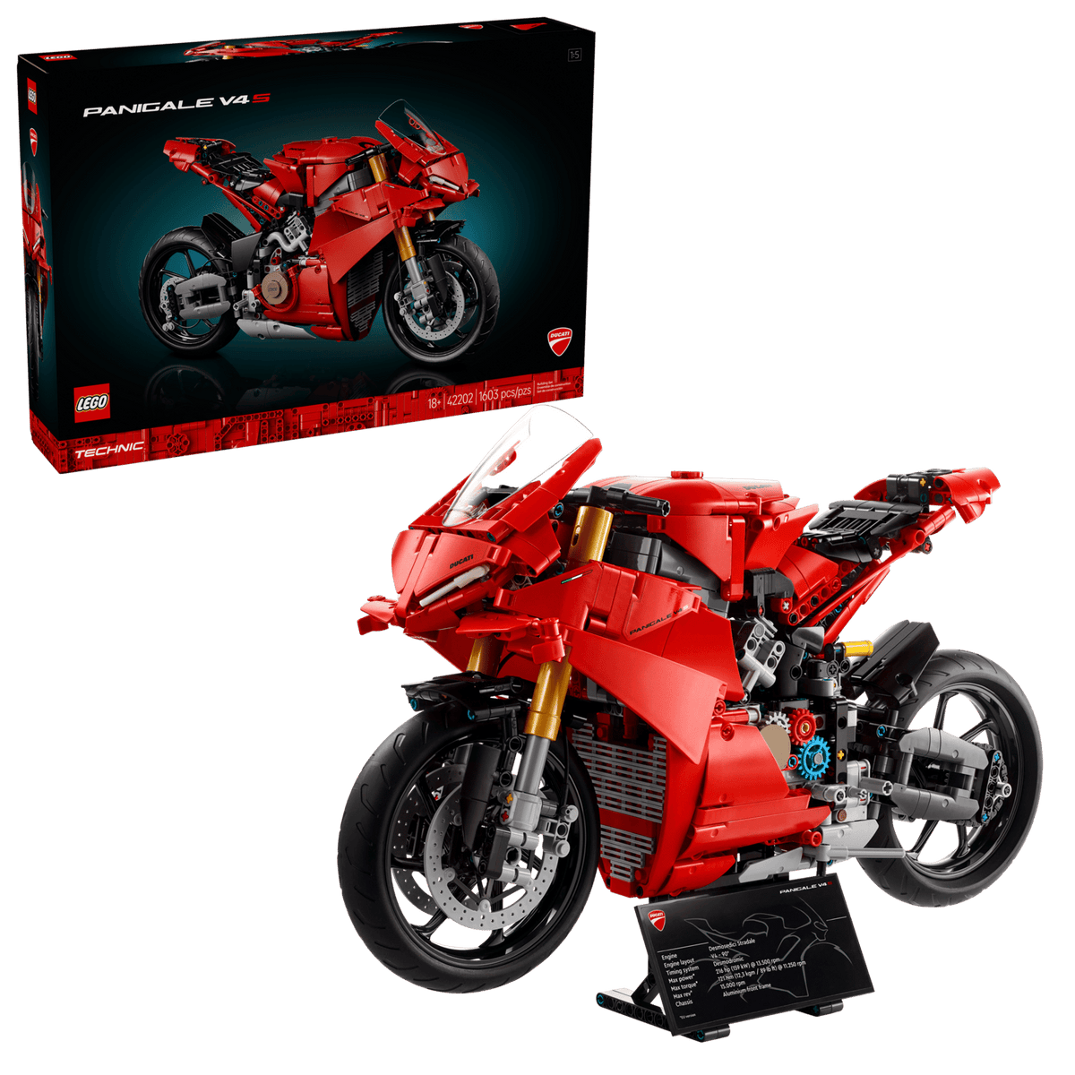 LEGO Technic Ducati Panigale V4 S-motorcykel 42202 bygget af klodser