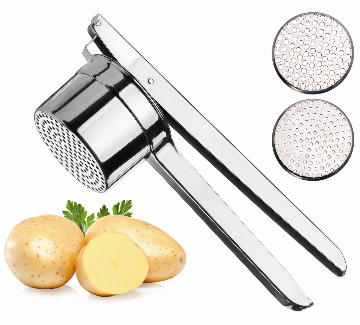 Kartoffelmoser i blankpoleret rustfrit stål fra Tescoma