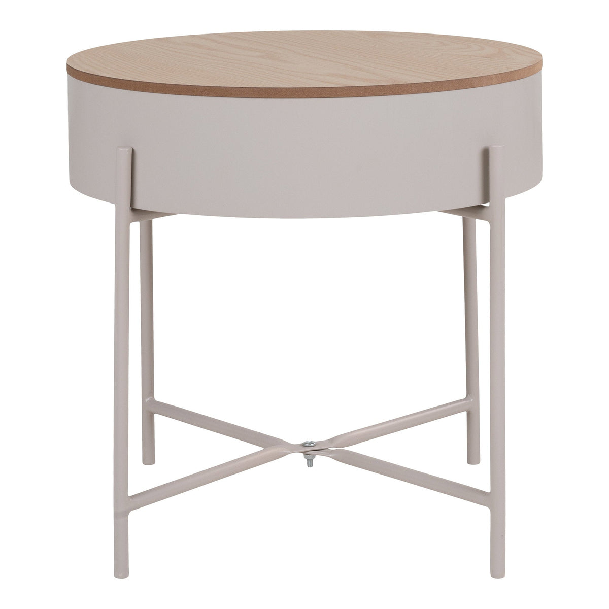 Sisco hjørnebord fra House Nordic med beige stel og naturfarvet top, ø40 cm
