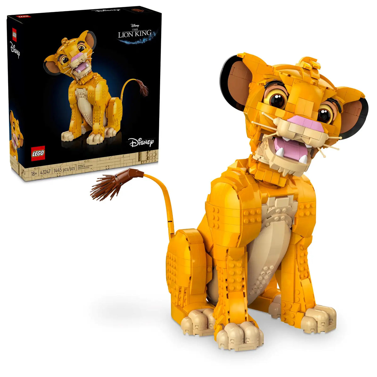 LEGO Disney Ung Simba Løvernes konge 43247, byggemodel af Simba med bevægeligt hoved
