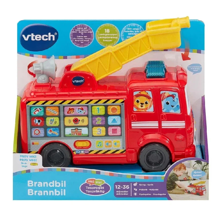 V-Tech Rescue Buddies interaktiv brandbil til at trække efter sig
