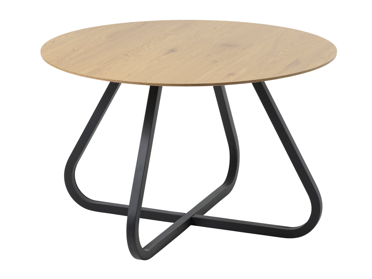Rundt Cesura spisebord fra Unique Furniture i natur egemelamin og sort metal