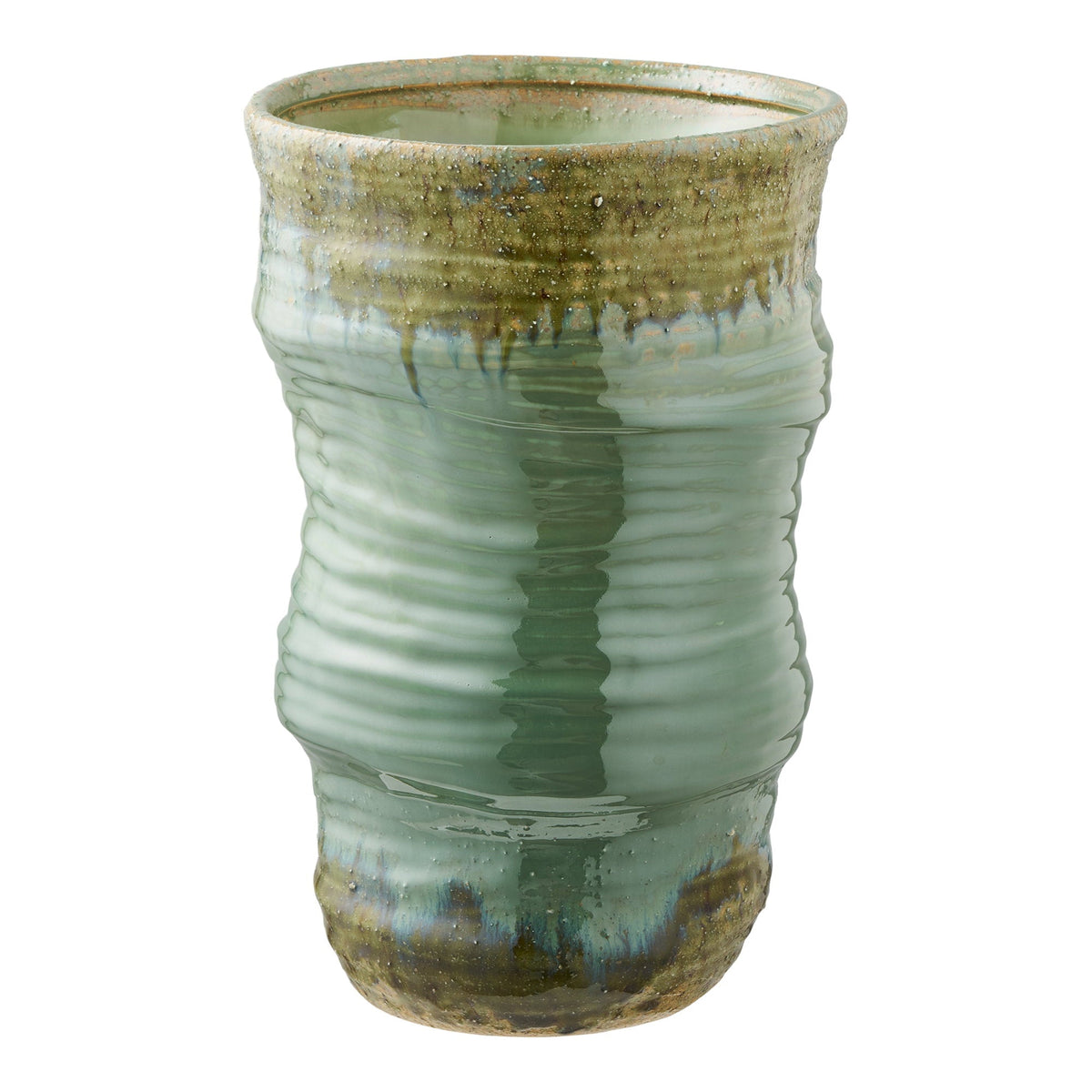Høj grøn keramikvase fra House Nordic, Ø22 x H34,5 cm