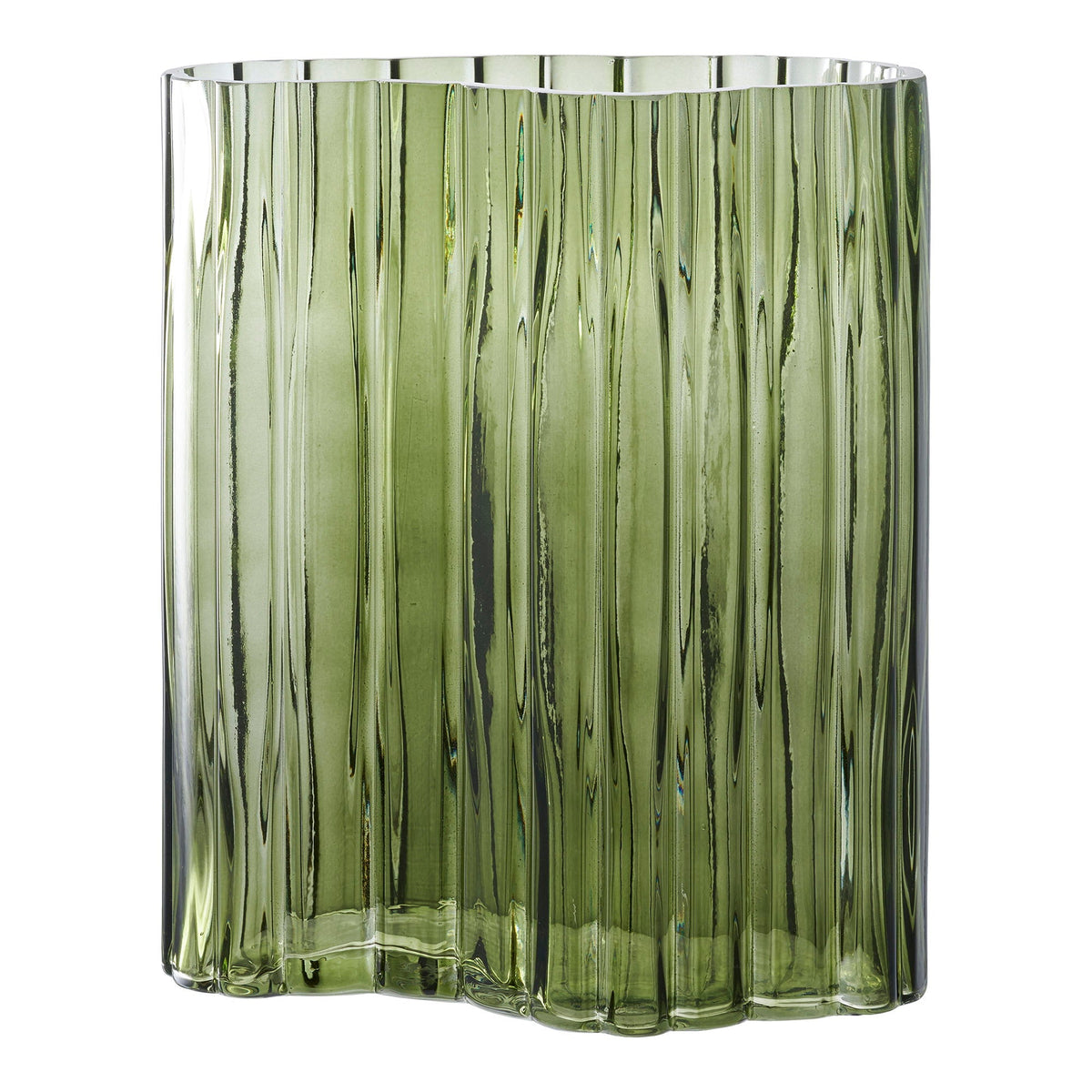 Vase i røgfarvet grøn glas fra House Nordic til blomster og grene