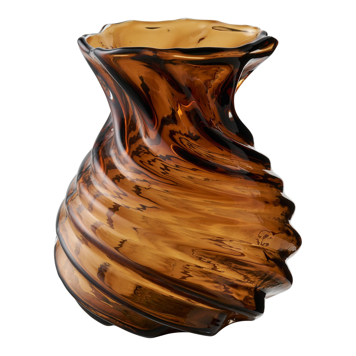 Røget brun vase i mundblæst glas fra House Nordic, diameter 16 cm og højde 18,5 cm
