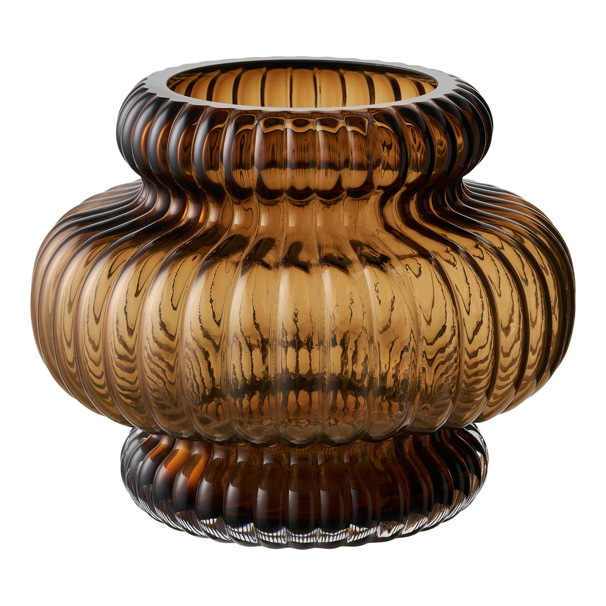 Røget brun vase i mundblæst glas fra House Nordic, Ø20 x 16 cm