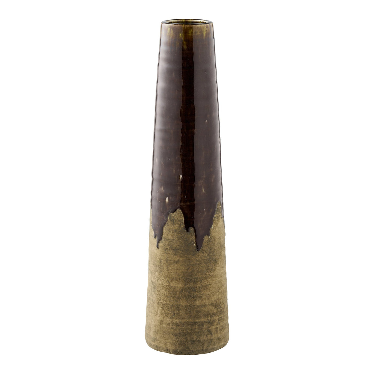 Høj brun keramikvase fra House Nordic, Ø12,5 x 48 cm