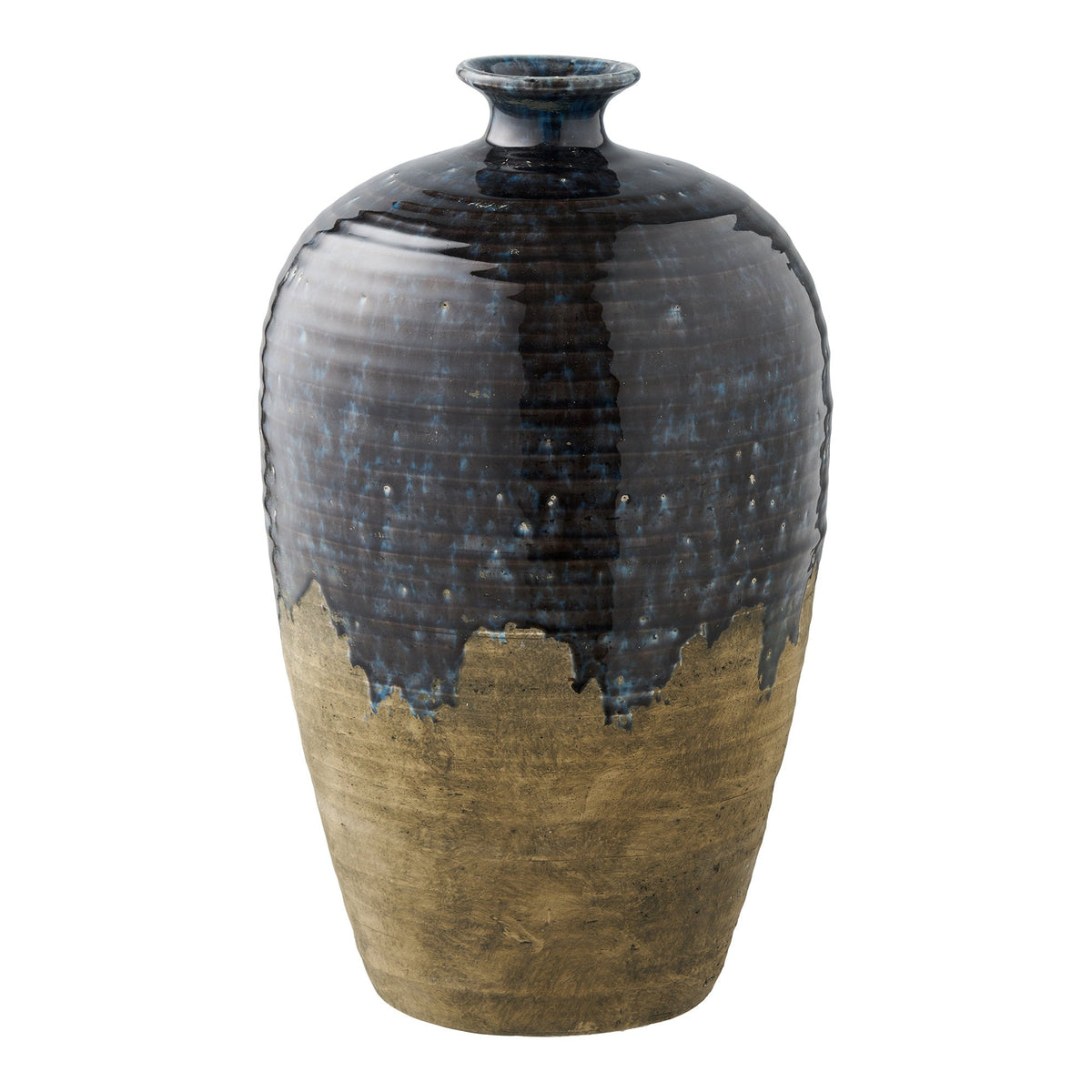 Stor mørkeblå keramikvase fra House Nordic, Ø27 x 44,5 cm