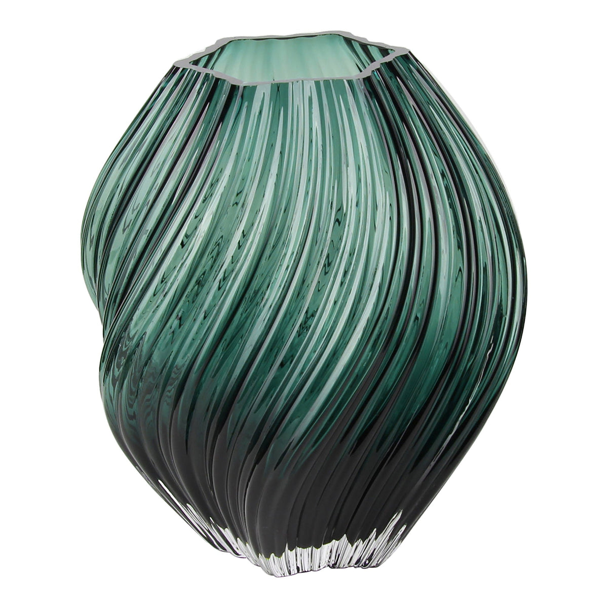 Mørkegrøn vase i mundblæst glas fra House Nordic, Ø19 x 23 cm