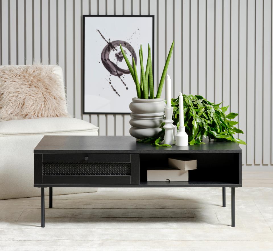 Se Pensacola Sofabord, Sort Melamin, 110x60x42 cm, 2 Skuffe ❤ Kæmpe udvalg i Unique furniture - Køb online på udsalg og tilbud lige nu ❤ Billig fragt • Hurtig levering - Varenummer: Bolig&Haven-53109285617994 og barcode / Ean: 5704745177694 på lager - Udsalg på Få op til 63% i rabat - Over 2.739 brands på stort udsalg