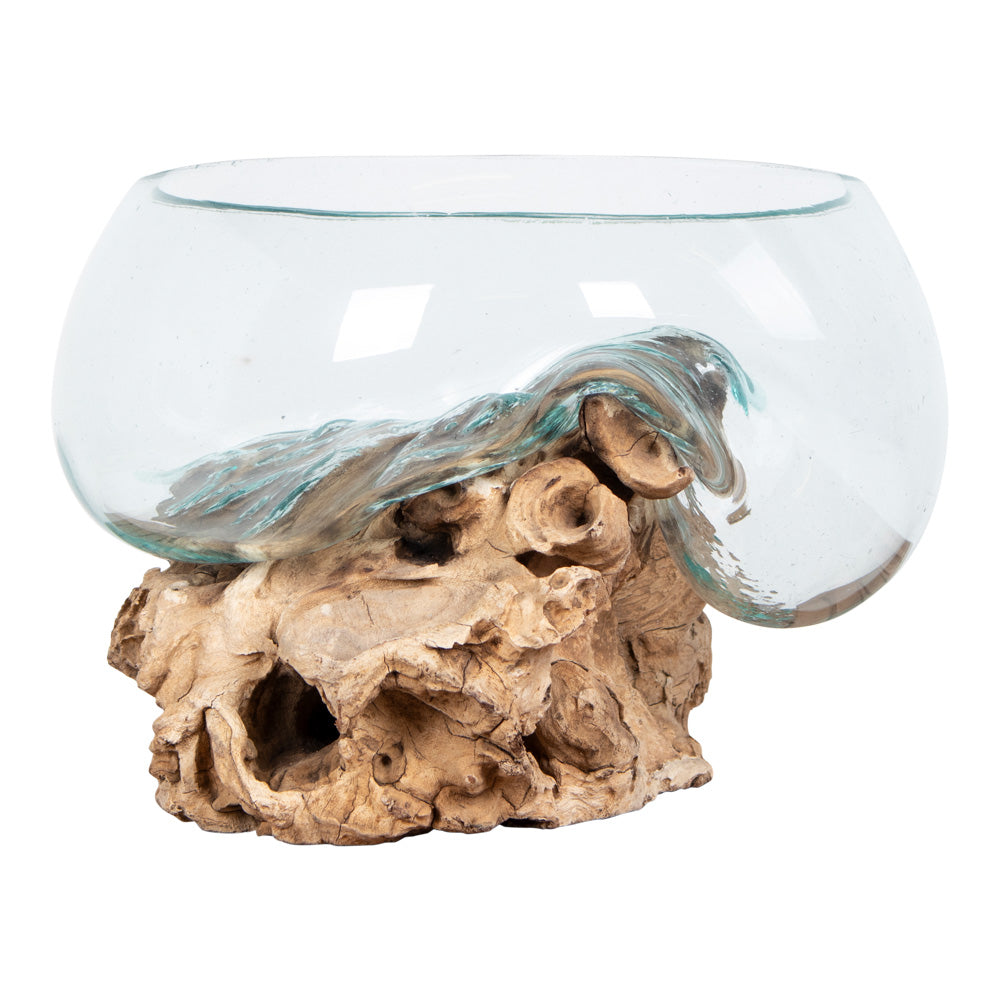 House Nordic San Marino Vanddråbe skulptur i glas og natur teaktræ