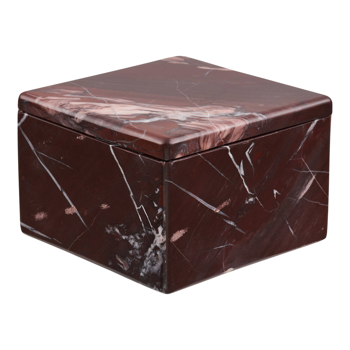 Lille kastanjerød krukke i marmor fra House Nordic, 12 x 12 x 8 cm