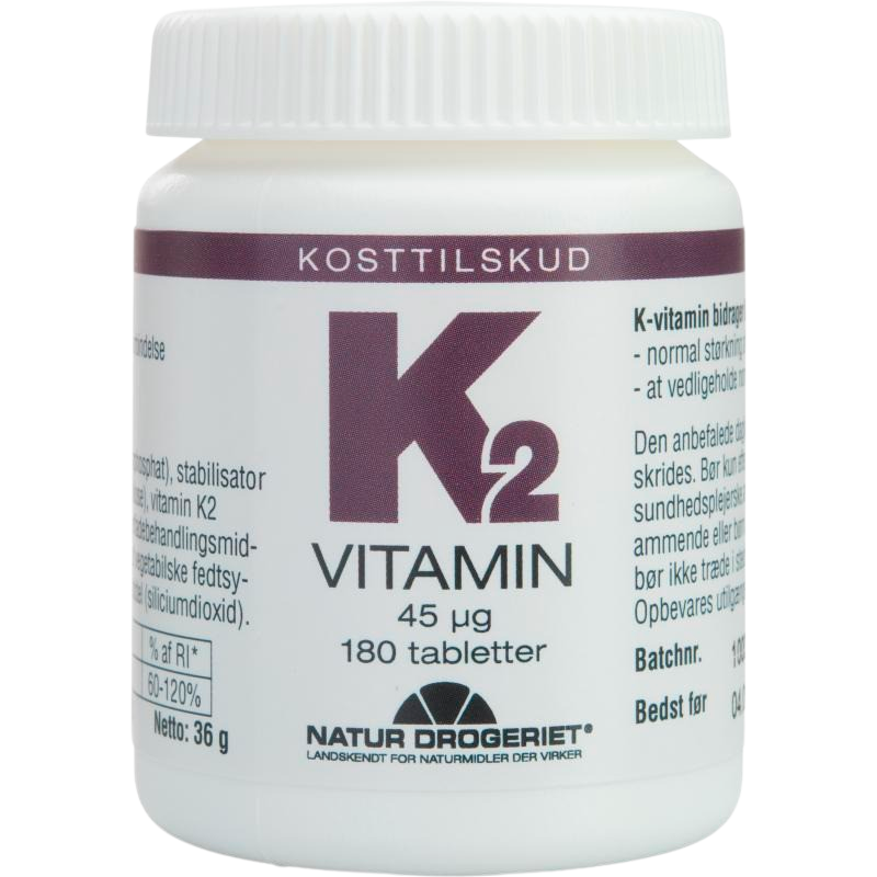 Natur Drogeriet K2-vitamin 45 µg tabletter, pakke med 180 stk.