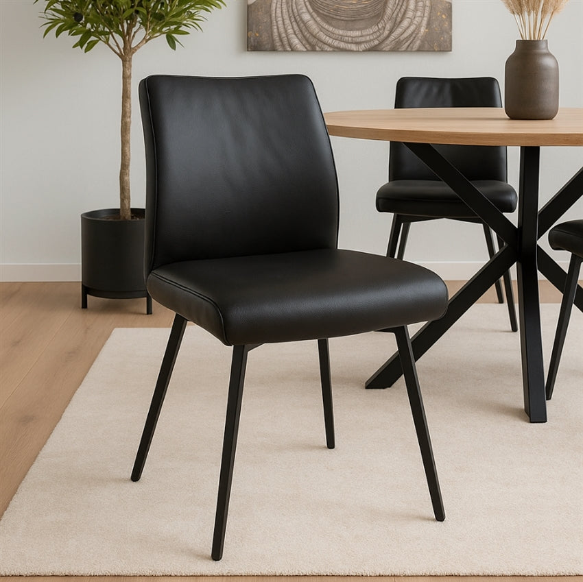 Jørn spisebordsstol i sort okselæder fra Nordic Design