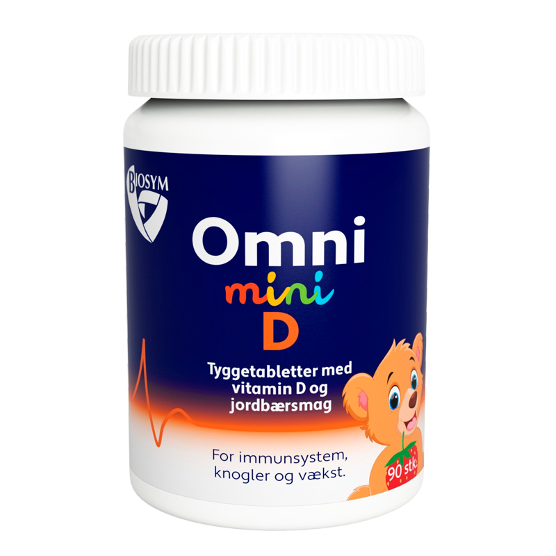 Biosym OmniMINI D bamseformede tyggetabletter med D3-vitamin, 90 stk.